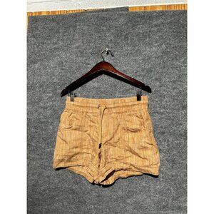 Athleta Shorts Womens 2 Beige Linen Textured Drawstring Elastic Waist Casual
